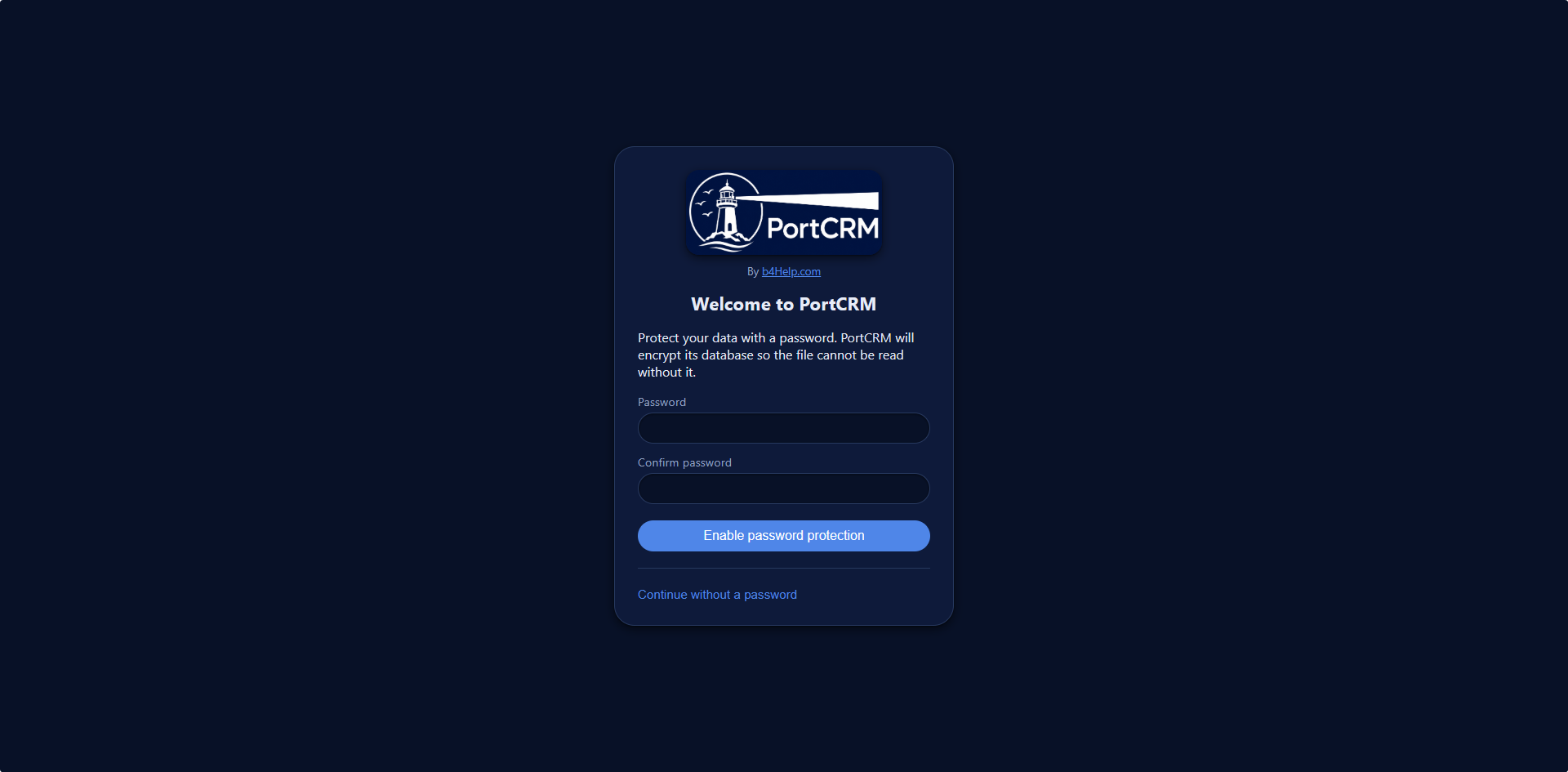 PortCRM encrypted login